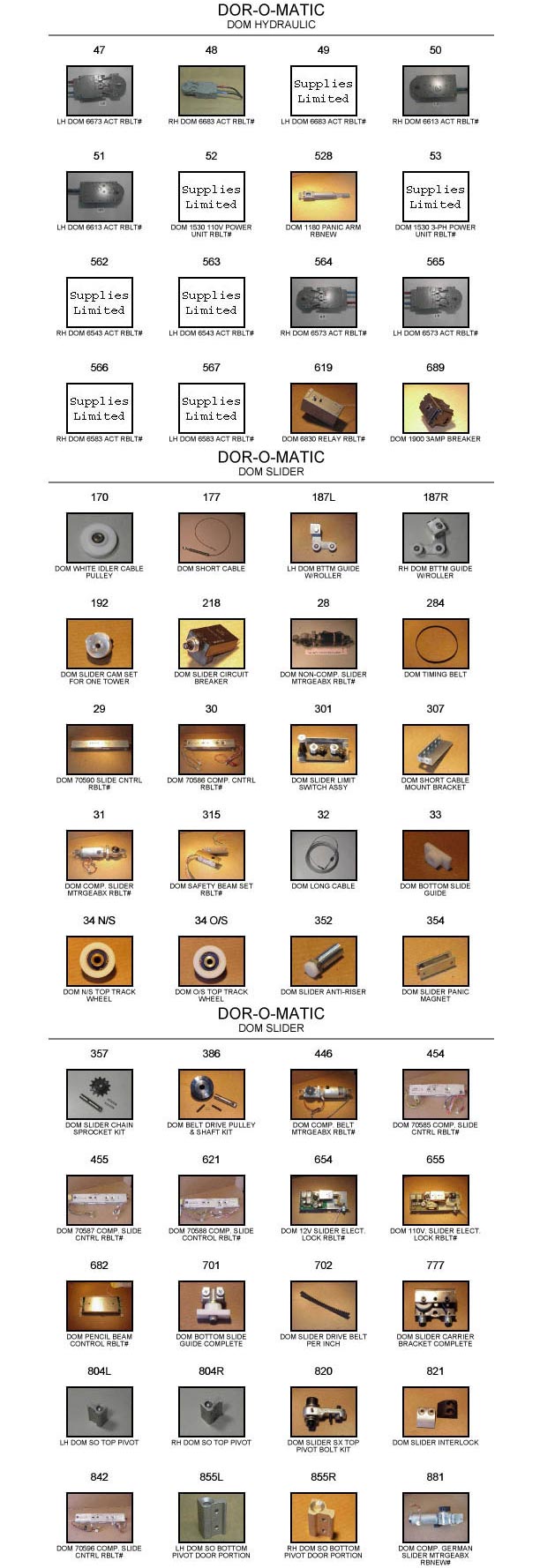 Dor-O-Matic automatic door replacement parts catalog 2