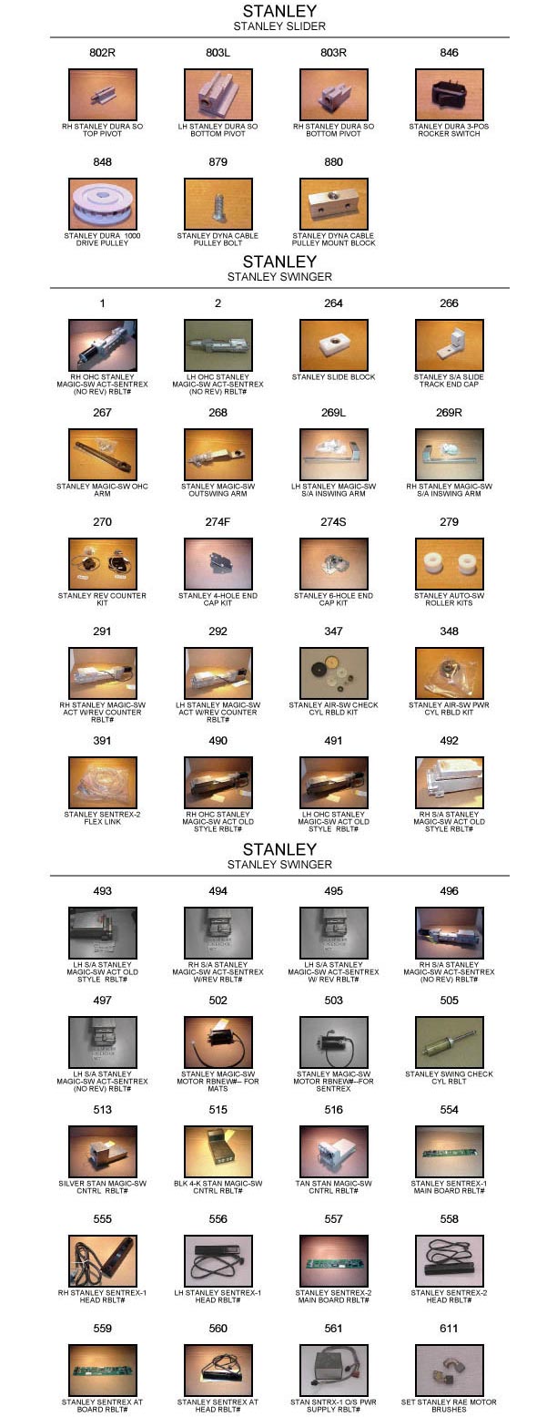 Stanley automatic door replacement parts catalog 4