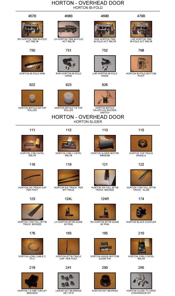 Horton door replacement part catalog 1
